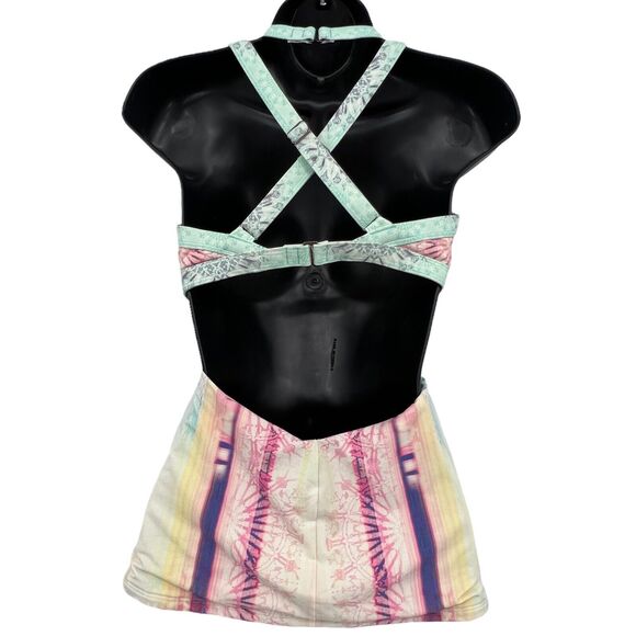 Calia Carrie Underwood  Tankini Top Layered Cutout Design Floral Teal Swim Small - Picture 3 of 6